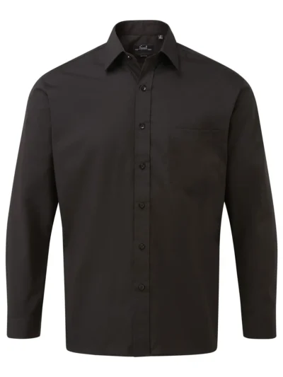 Men's Long Sleeve Poplin Shirt - black, 6XL