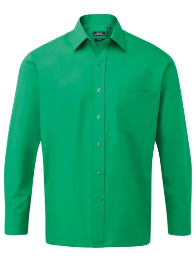 Men's Long Sleeve Poplin Shirt - emerald, 4XL