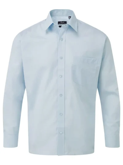 Men's Long Sleeve Poplin Shirt - light blue, 3XL