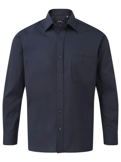 Men's Long Sleeve Poplin Shirt - navy, S