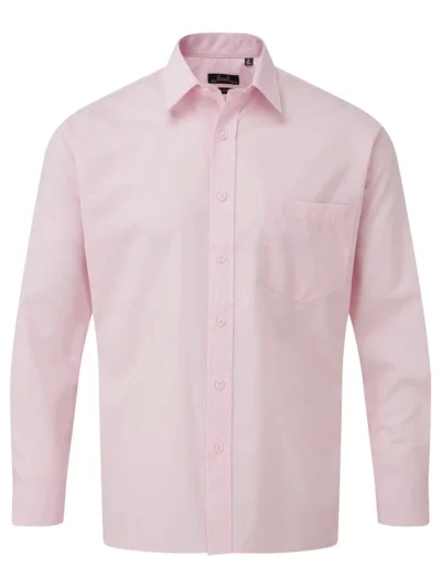 Men's Long Sleeve Poplin Shirt - pink, L