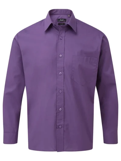 Men's Long Sleeve Poplin Shirt - purple, 6XL