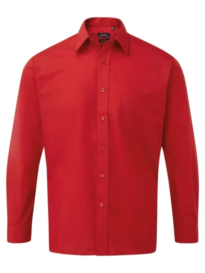 Men's Long Sleeve Poplin Shirt - red, S