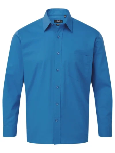 Men's Long Sleeve Poplin Shirt - royal, 4XL