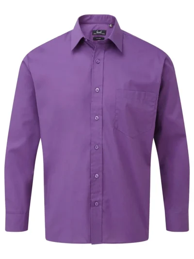 Men's Long Sleeve Poplin Shirt - rich violet, 4XL
