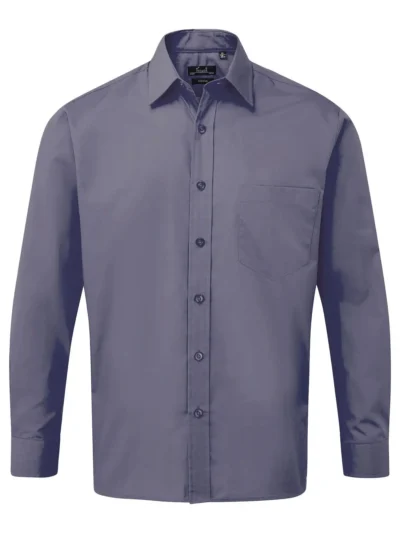 Men's Long Sleeve Poplin Shirt - steel, 6XL