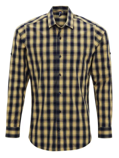 Men's LSL 'Mulligan' Check Cotton Bar Shirt - camel/navy, XXL