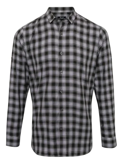 Men's LSL 'Mulligan' Check Cotton Bar Shirt - steel/black, S