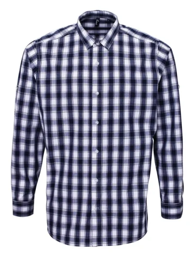 Men's LSL 'Mulligan' Check Cotton Bar Shirt - white-navy, S