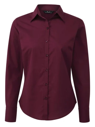 Poplin Long Sleeve Blouse - aubergine, XS