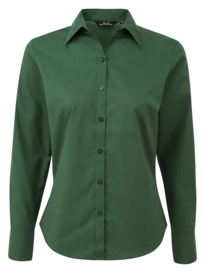 Poplin Long Sleeve Blouse - bottle, XL