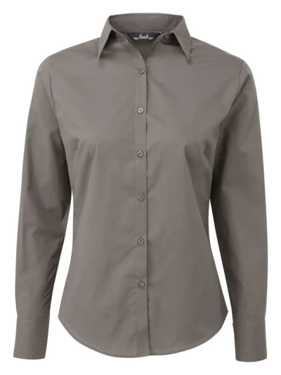 Poplin Long Sleeve Blouse - dark grey, XXL