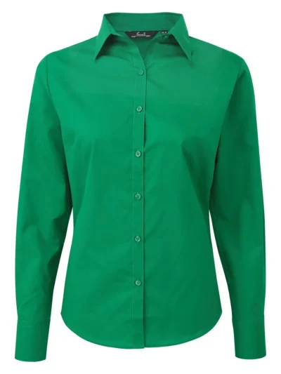 Poplin Long Sleeve Blouse - emerald, XS