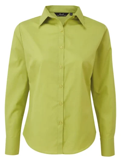 Poplin Long Sleeve Blouse - lime, M