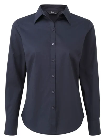 Poplin Long Sleeve Blouse - navy, 6XL