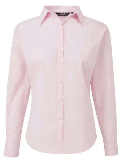 Poplin Long Sleeve Blouse - pink, M