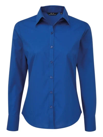 Poplin Long Sleeve Blouse - royal, 3XL