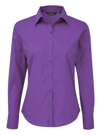 Poplin Long Sleeve Blouse - rich violet, XL