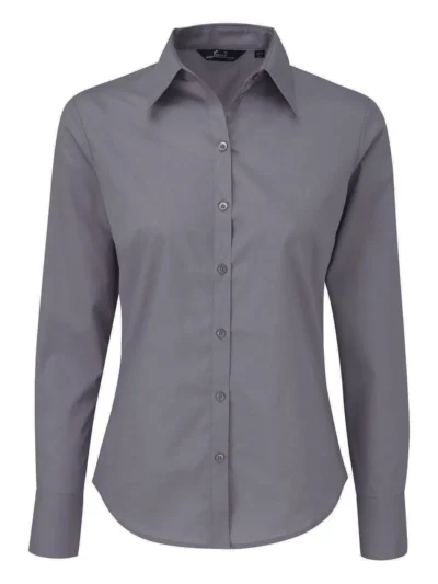 Poplin Long Sleeve Blouse - steel, 3XL