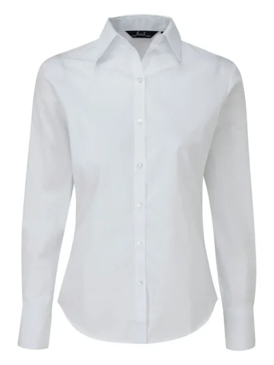 Poplin Long Sleeve Blouse - white, XXL