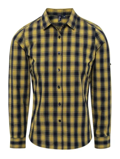 Ladies' LSL 'Mulligan' Check Cotton Bar Shirt t - camel/navy, S