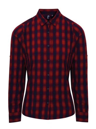 Ladies' LSL 'Mulligan' Check Cotton Bar Shirt t - red/navy, XL