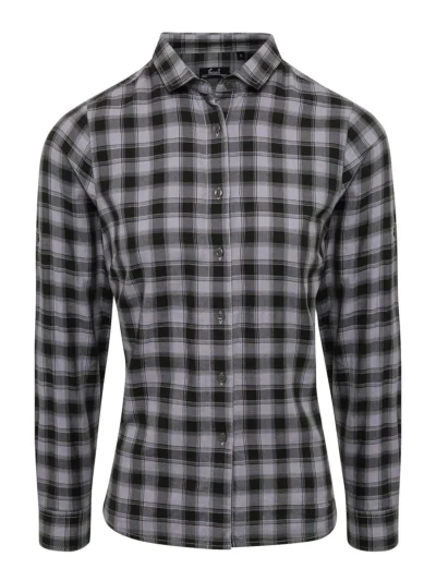 Ladies' LSL 'Mulligan' Check Cotton Bar Shirt t - steel/black, L