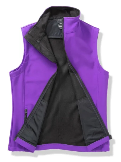 Womens Printable Softshell Bodywarmer - purple/black, XXL