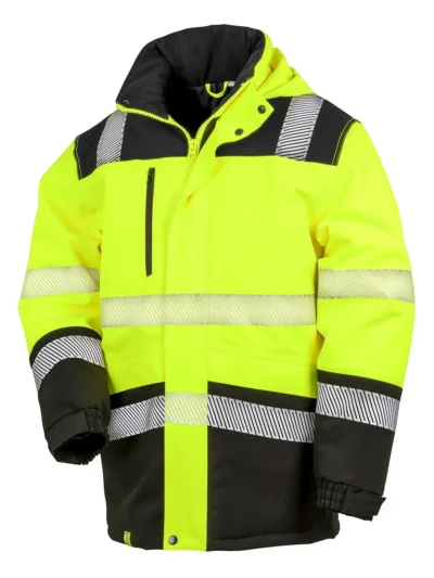 Printable Waterproof Softshell Safety Coat - yellow/black, 3XL
