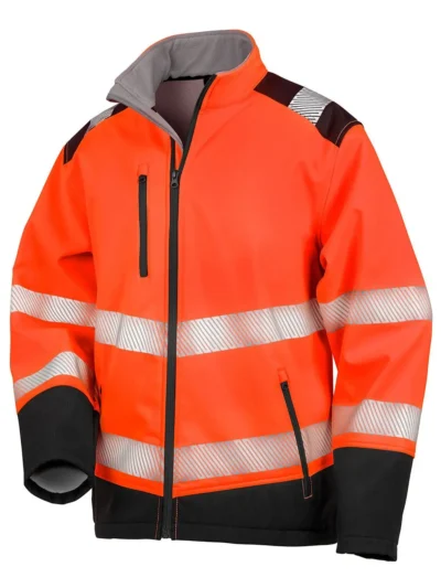Printable Ripstop Safety Softshell - ORANGE/BLACK, S