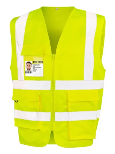 Heavy Duty Polycotton Security Vest - Fluo Yellow, L