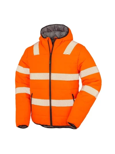Recycled Ripstop Padded Safety Jacket - Fluo Orange, M