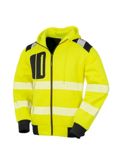 Recycled Robust Zipped Safety Hoody - yellow/black, XXL