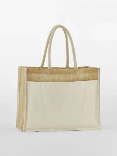 Cotton Pocket Natural Starched Jute Shopper - natural, UNICA